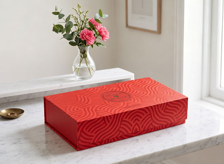 Custom Book Style w/ Magnet Closure ( Red Color ) - Premium Cosmetic & Beauty Packaging