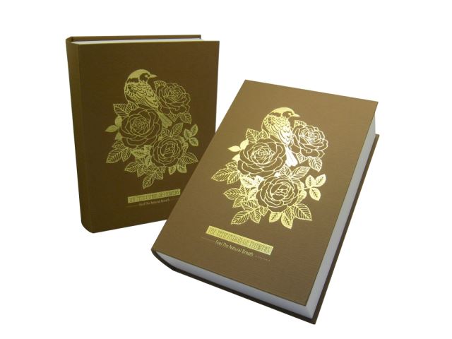 Custom Book Style Rigid Box w/ Hot Stamping Design ( Light Brown )