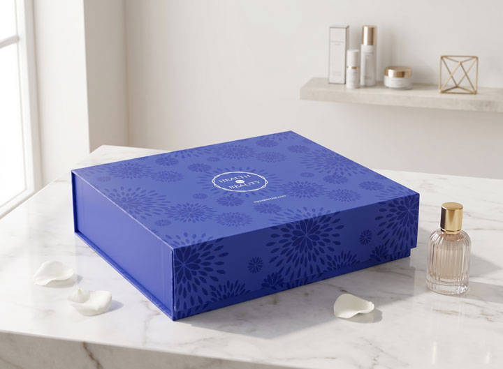 美妝用品磁釦式書型盒 ( 藍色 ) - 精品 美妝用品類